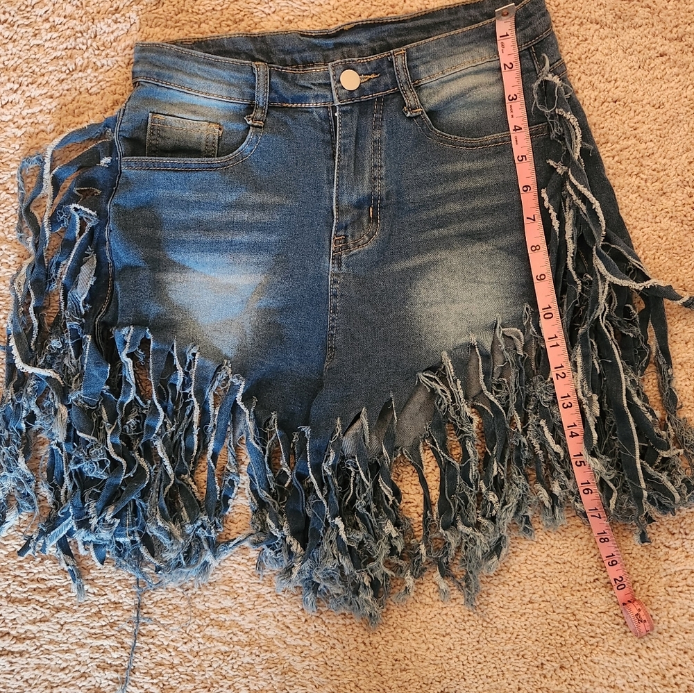 Frayed Denim Fringe Shorts Sz. Small - Picture 5 of 5